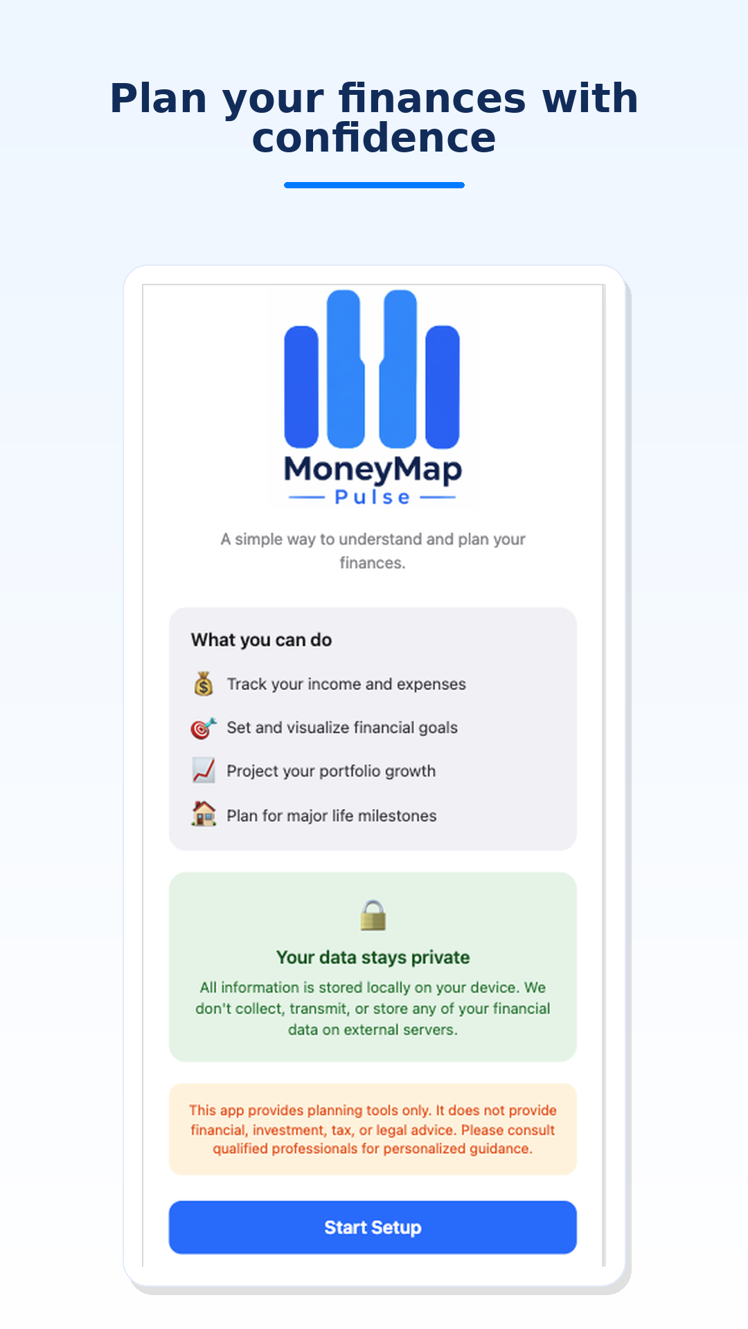 Plan your finances screen in MoneyMap Pulse